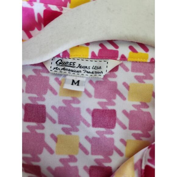 Guess Button Down bright Geometric womens shirt sz m Retro, Disco, Y2K see desc - Picture 6 of 10